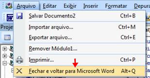 Fechar e Voltar para Microsoft Word