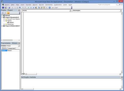 Editor do Visual Basic For Applications
