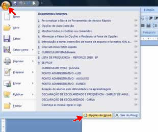 Opções do Word
