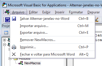 Fechar Editor do Visual Basic