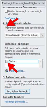 Restringir Formatação e Edição
