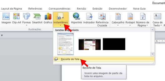 Recorte de tela no Word 2010