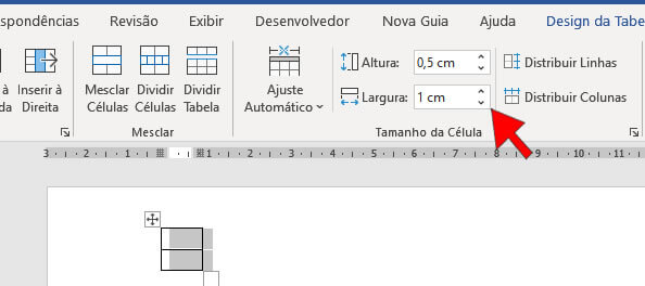 Configurar o tamanho da célula