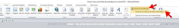 Linha de Assinatura no Word 2010
