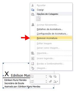Remover assinatura no Word 2010
