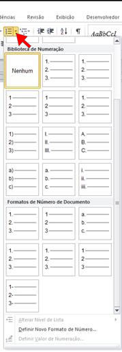 Formatos de numeração no Word 2010