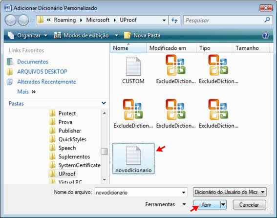 adicionar dicionário no word 2007