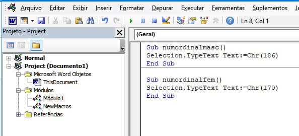 Como fazer o símbolo de numeral ordinal ( º ) ou ( ª ) no Word?