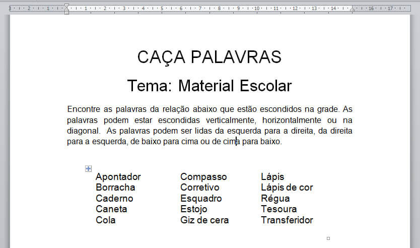 Como fazer um caça palavras no Word  Caça-palavras, Palavras, Lista de  palavras