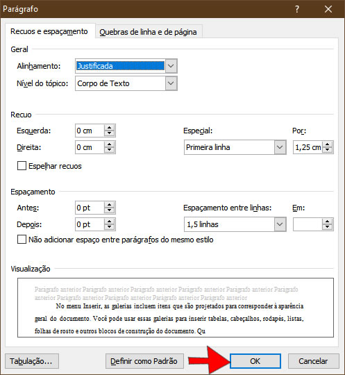 Formatação de Parágrafo segundo as Normas ABNT