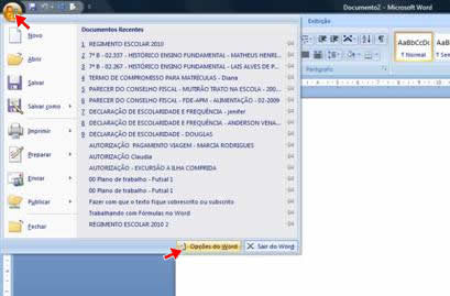 Opções do Word