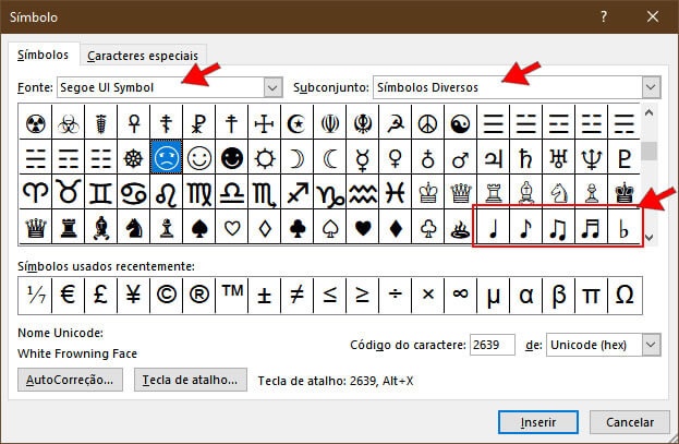 Como inserir notas musicais no word