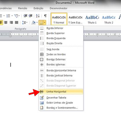 Como Inserir Uma Linha Horizontal No Microsoft Word