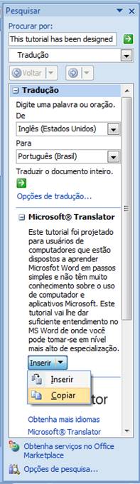 Traduzir texto no Word