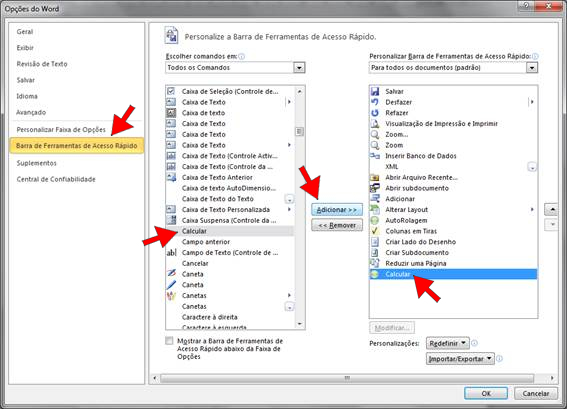 Adicionar Ferramenta Calcular