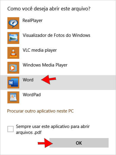 Abrir com o Word