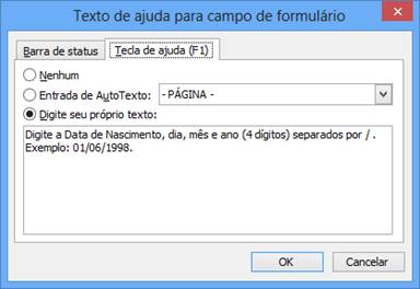 Texto de ajuda para campo de formulário