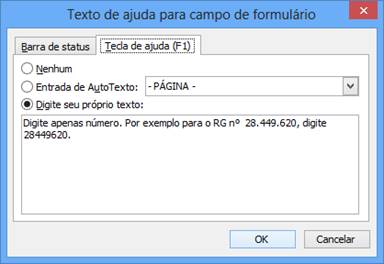 Texto de ajuda para campo de formulário