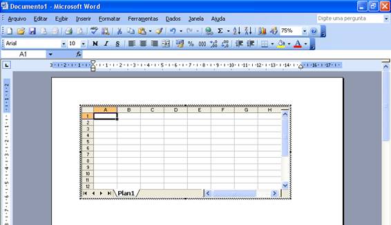 Planilha do Excel no Word