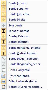 Opções de Bordas