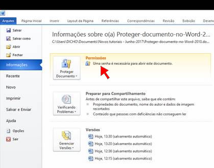 Proteção de documentos no Word