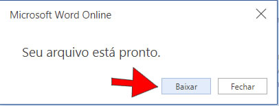 Baixar como PDF no Word Online