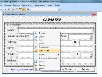 Exibir código - VBA