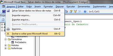 Fechar e voltar para o Microsoft Word