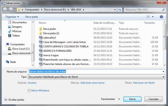 Salvar como Documento habilitado para macro do Word