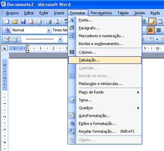 Usando tabulação no Word