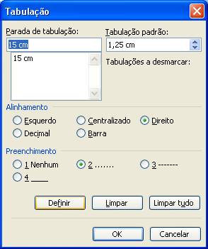 Usando tabulação no Word