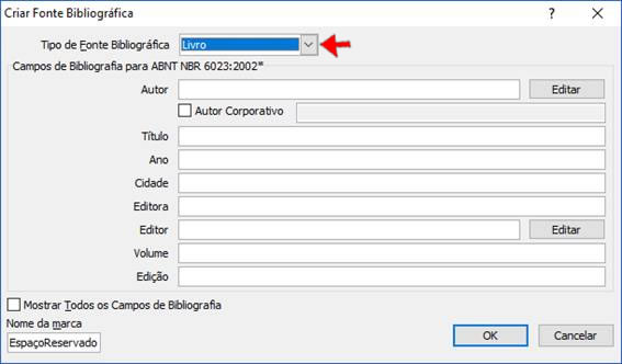 Tipo de Fonte Bibliográfica
