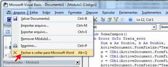 Fechar Editor do Visual Basic