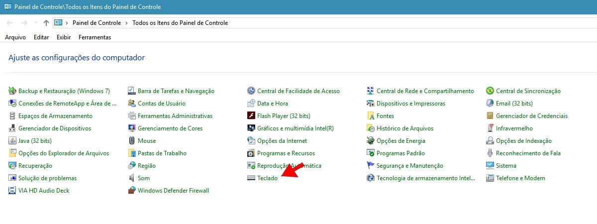 Painel de Controle - Teclado