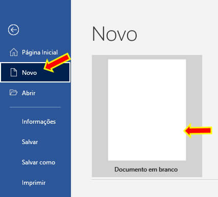 Criar Novo Documento em Branco